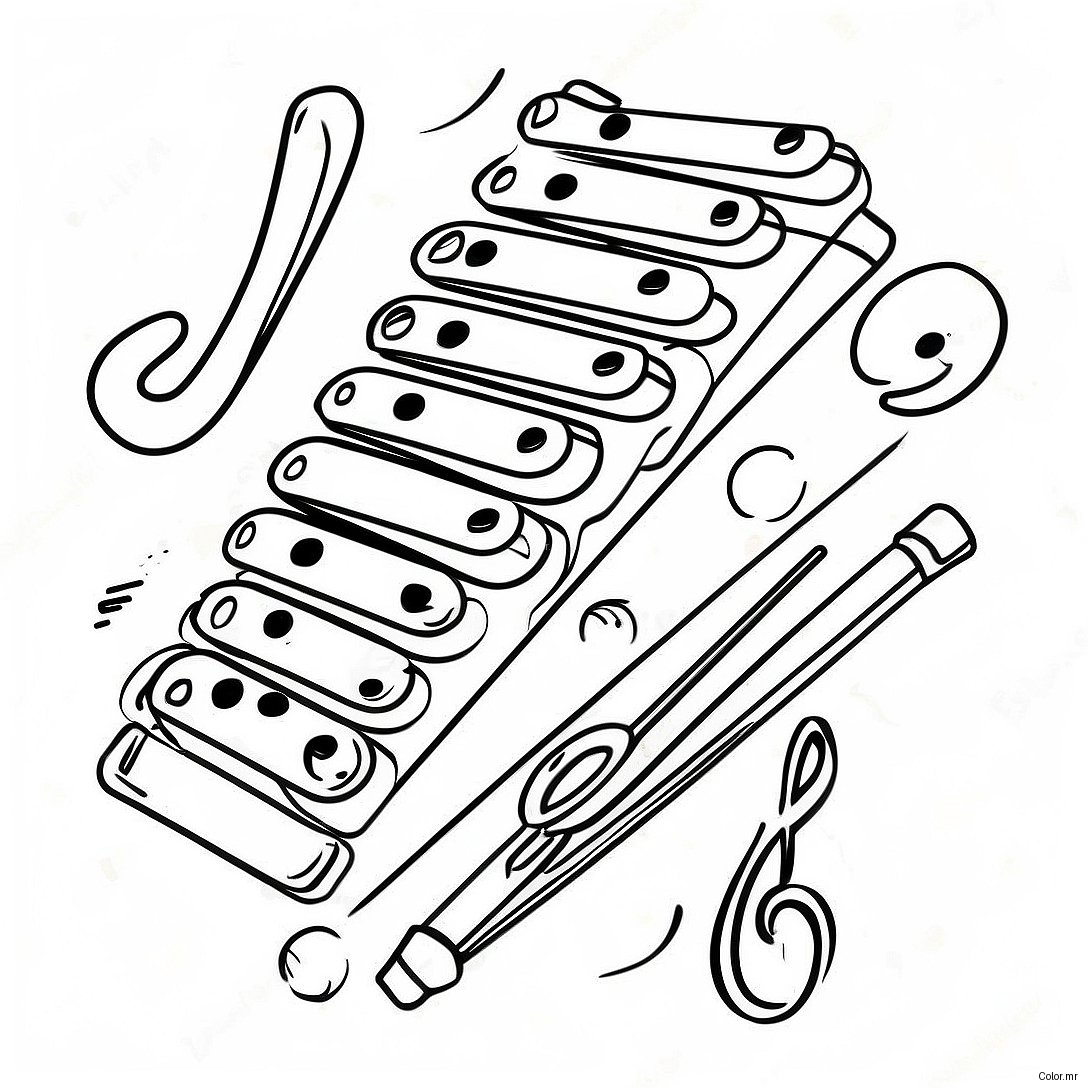 Colorful Xylophone With Musical Notes Coloring Page 63290 52384