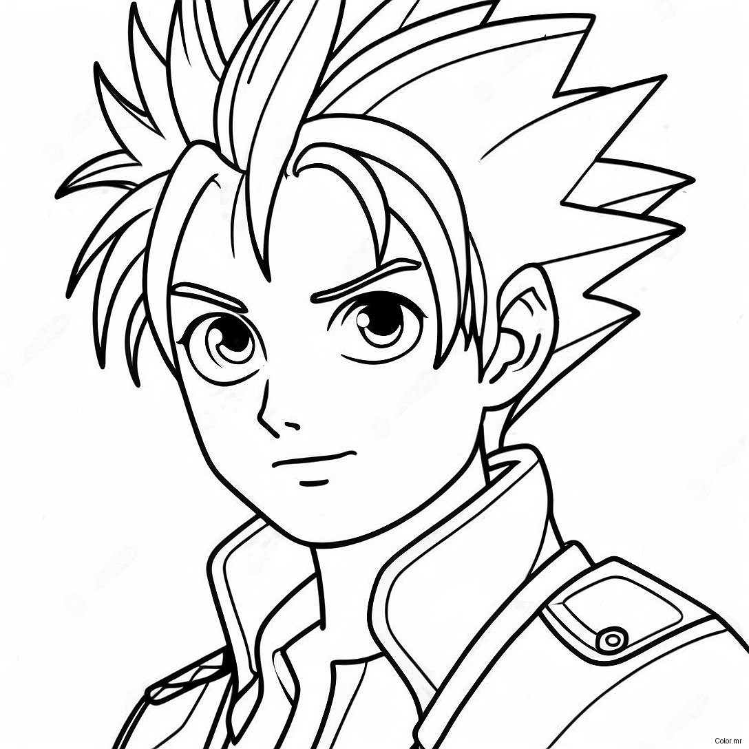 Cool Anime Boy With Spiky Hair Coloring Page 21843 20229
