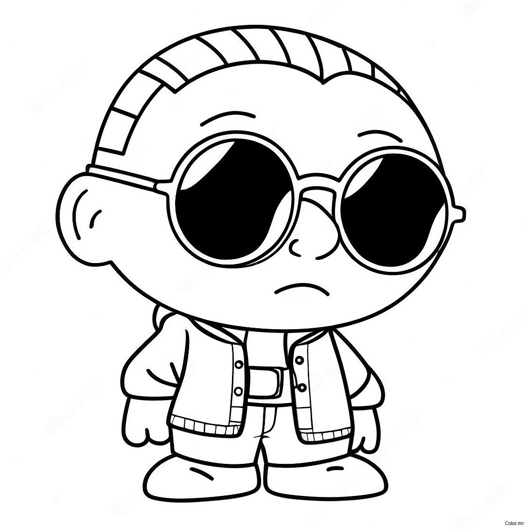 Cool Gangsta Stewie With Sunglasses Coloring Page 74606 61550
