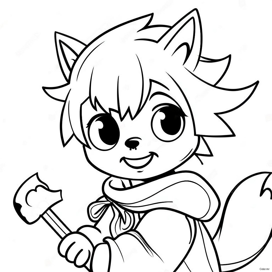 Cool Male Anime Wolf Boy With Sword Coloring Page 37877 31503