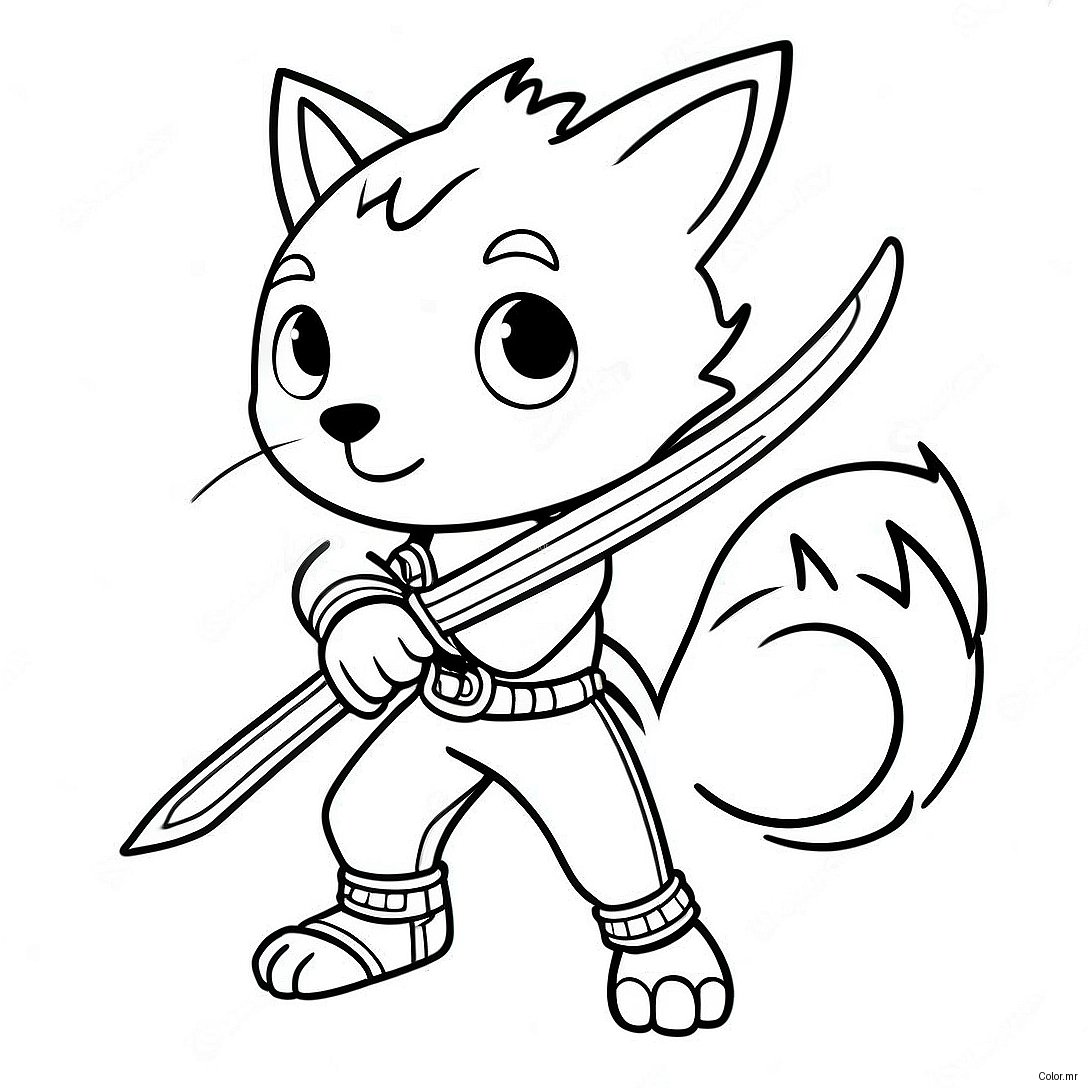 Cool Male Anime Wolf Boy With Sword Coloring Page 37877 31504