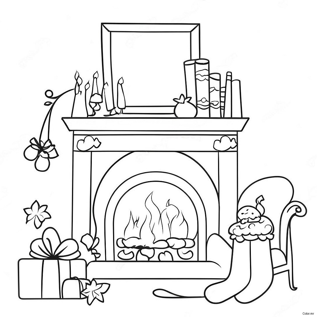 Cozy Christmas Fireplace With Stockings Coloring Page 32802 17124