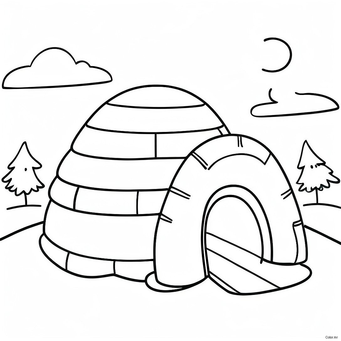 Cozy Igloo In A Snowy Landscape Coloring Page 32642 16994