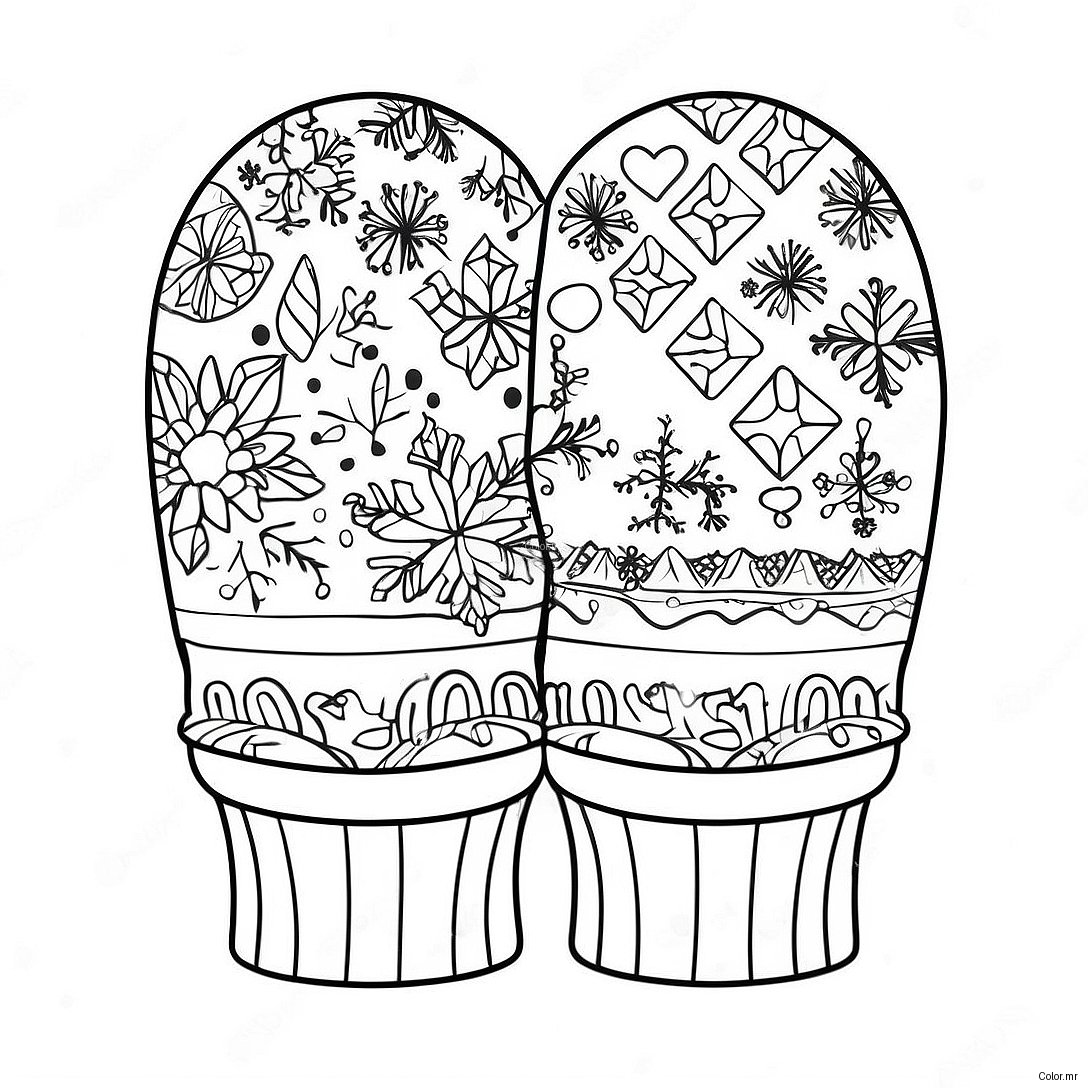 Cozy Mitten With Snowflakes Coloring Page 43843 36474