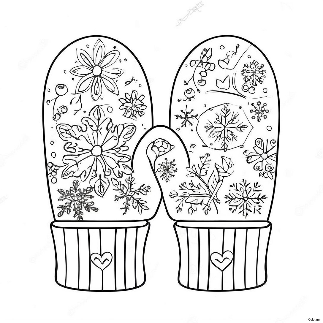 Cozy Mitten With Snowflakes Coloring Page 43843 36475