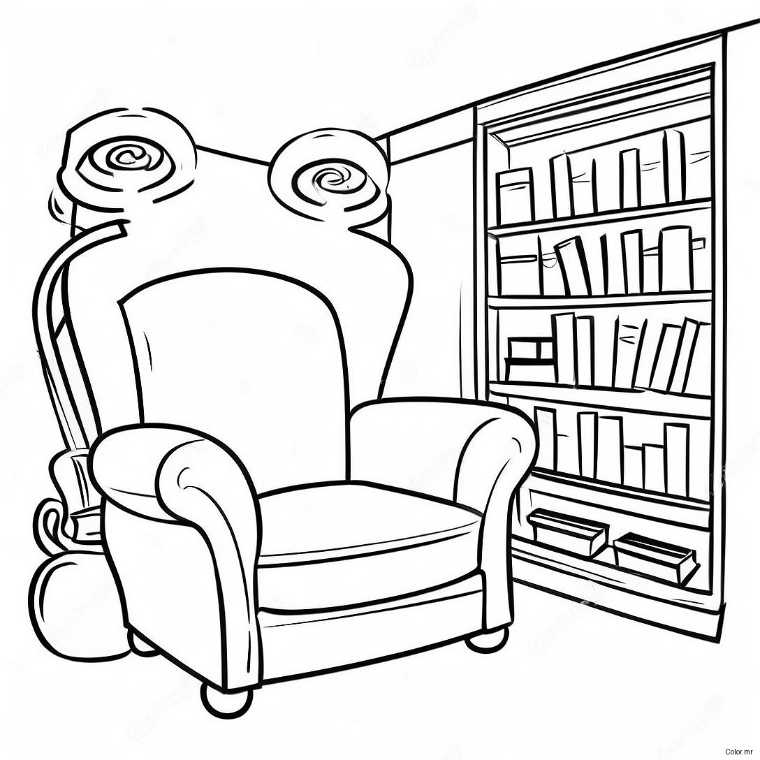 Cozy Reading Nook Library Coloring Page 4792 3853