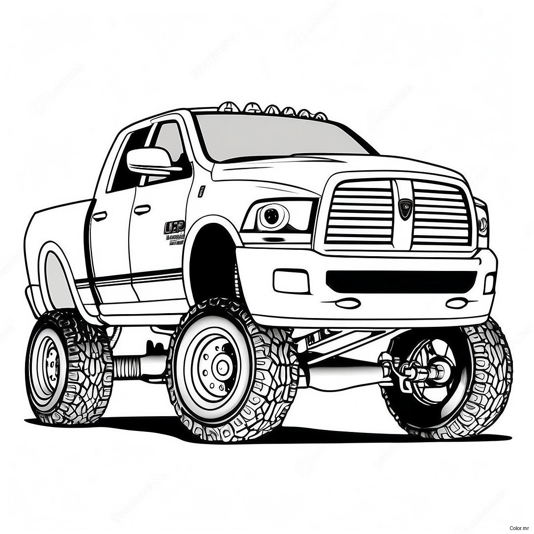 Custom Lifted Dodge Ram 1500 Truck Coloring Page 46854 39002