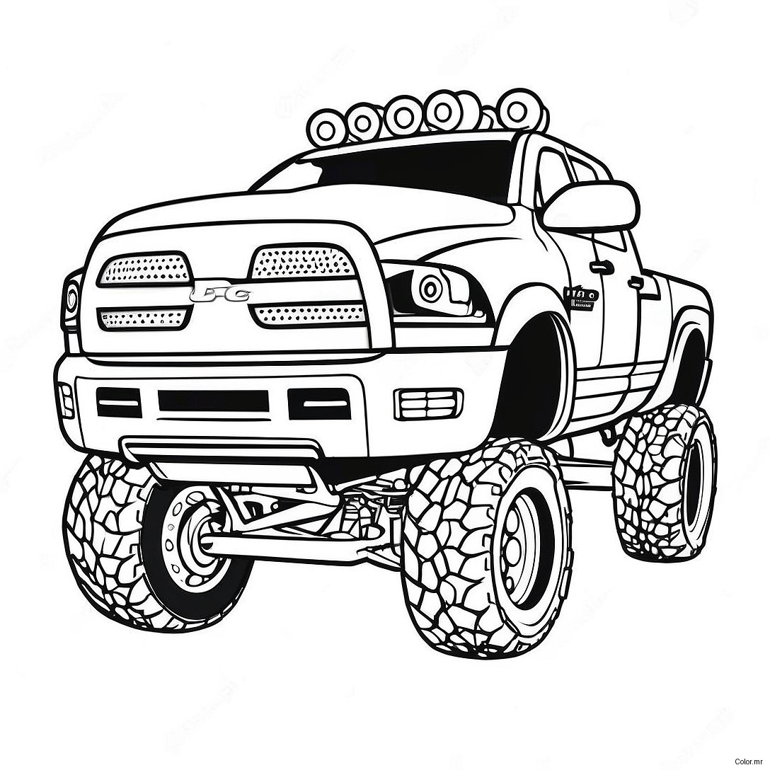 Custom Lifted Dodge Ram 1500 Truck Coloring Page 46854 39003