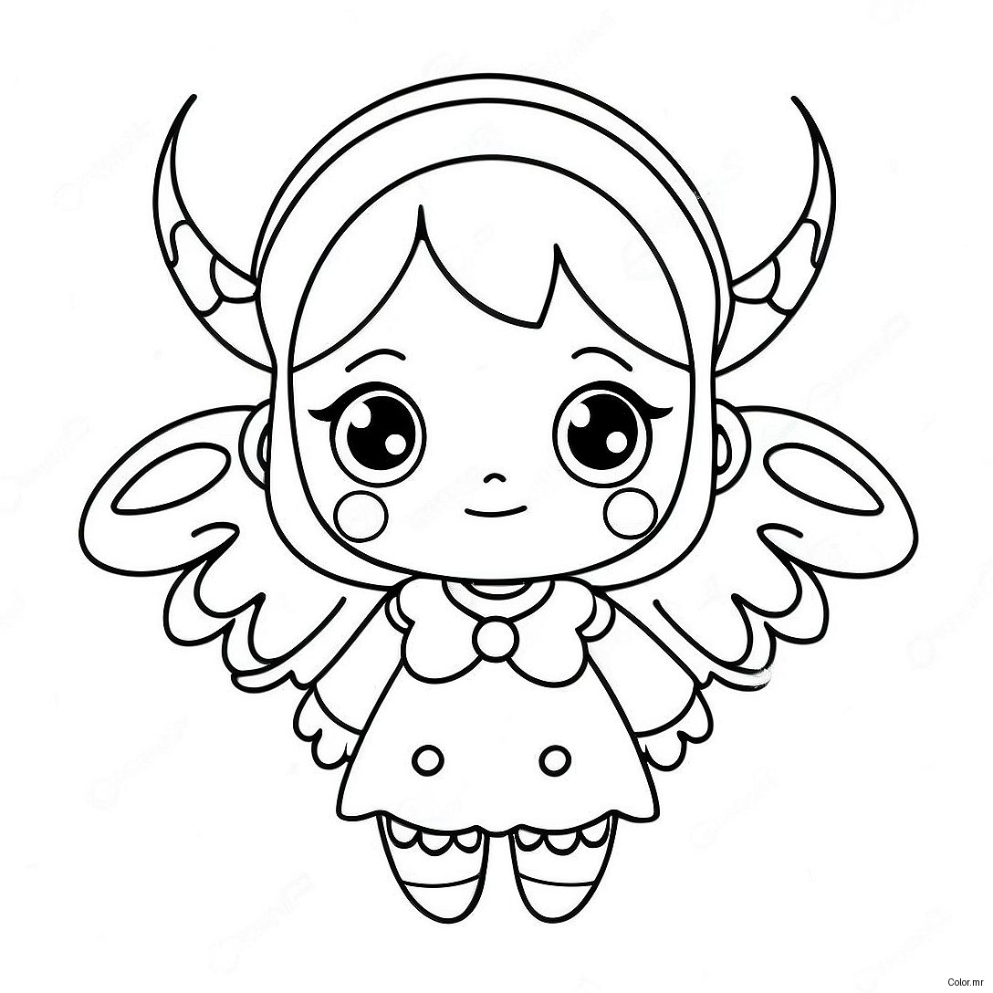 Cute Anime Demon Girl With Wings Coloring Page 61537 51005