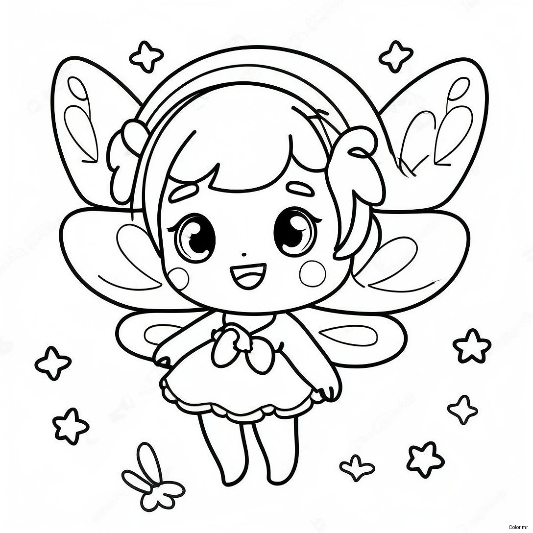 Cute Anime Fairy With Sparkling Wings Coloring Page 32972 17255