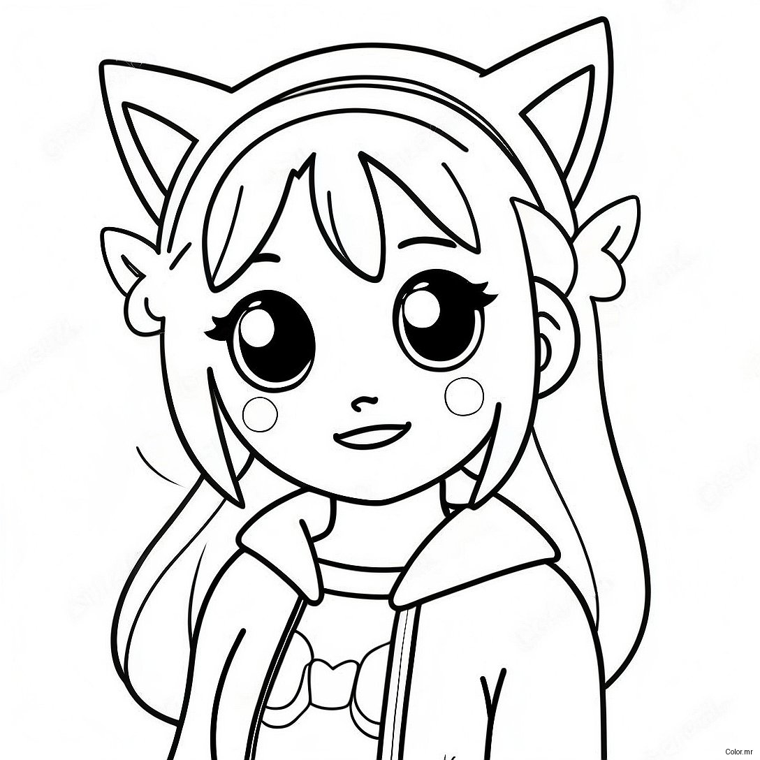 Cute Anime Girl With Cat Ears Coloring Page 392 314