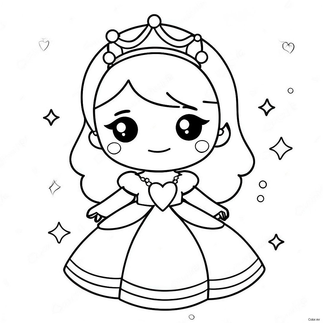Cute Anime Princess With Sparkling Dress Coloring Page 22884 21046