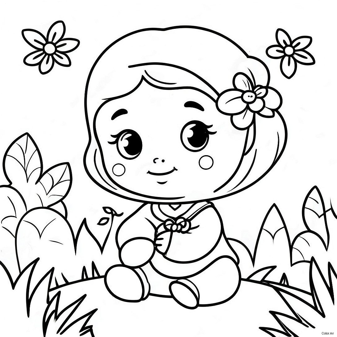Cute Baby Jasmine In A Flower Garden Coloring Page 38707 32163
