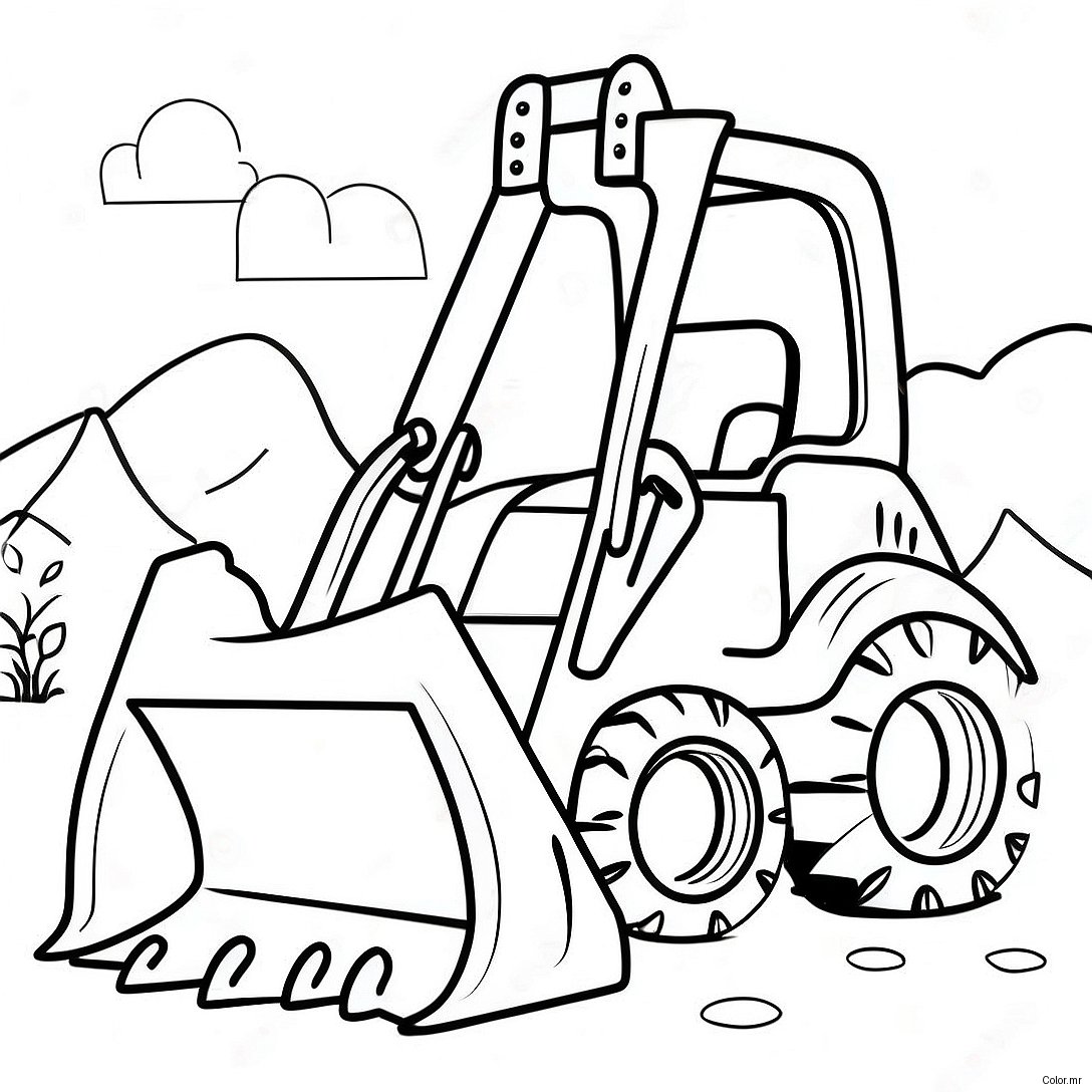Cute Backhoe Digging Coloring Page 55592 46236