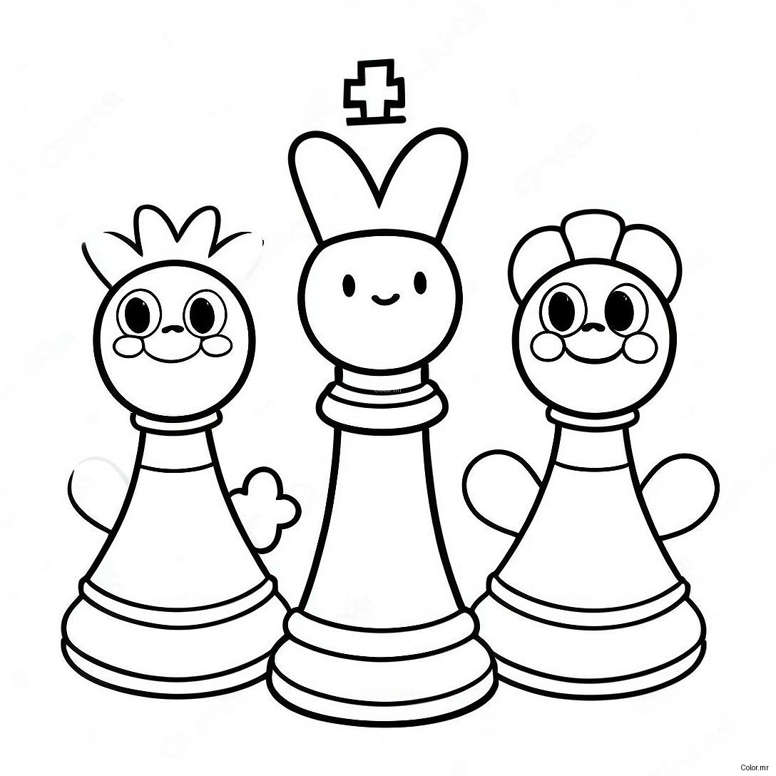 Cute Cartoon Chess Characters Coloring Page 15871 13418