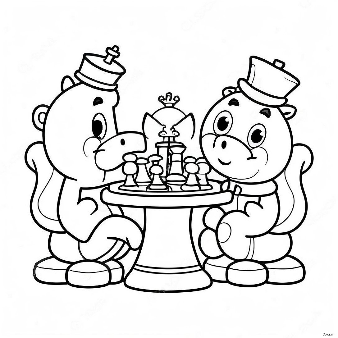 Cute Cartoon Chess Characters Coloring Page 15871 13419