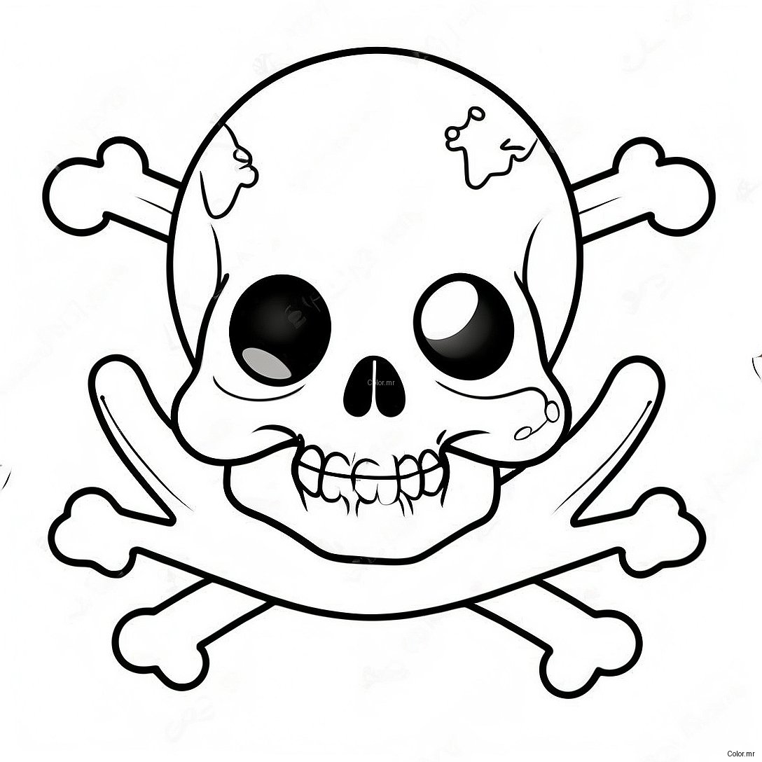 Cute Cartoon Skull And Crossbones Coloring Page 73826 60927