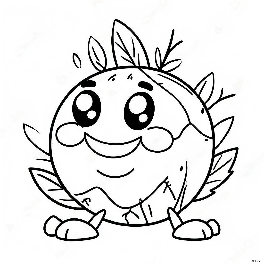Cute Coconut With Smiling Face Coloring Page 14780 12218