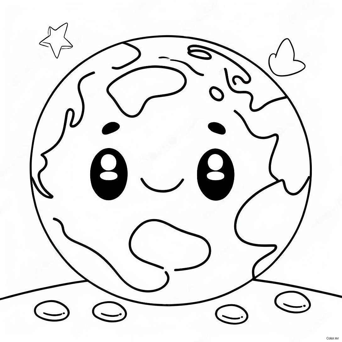 Cute Earth With Happy Faces Coloring Page 3680 2989