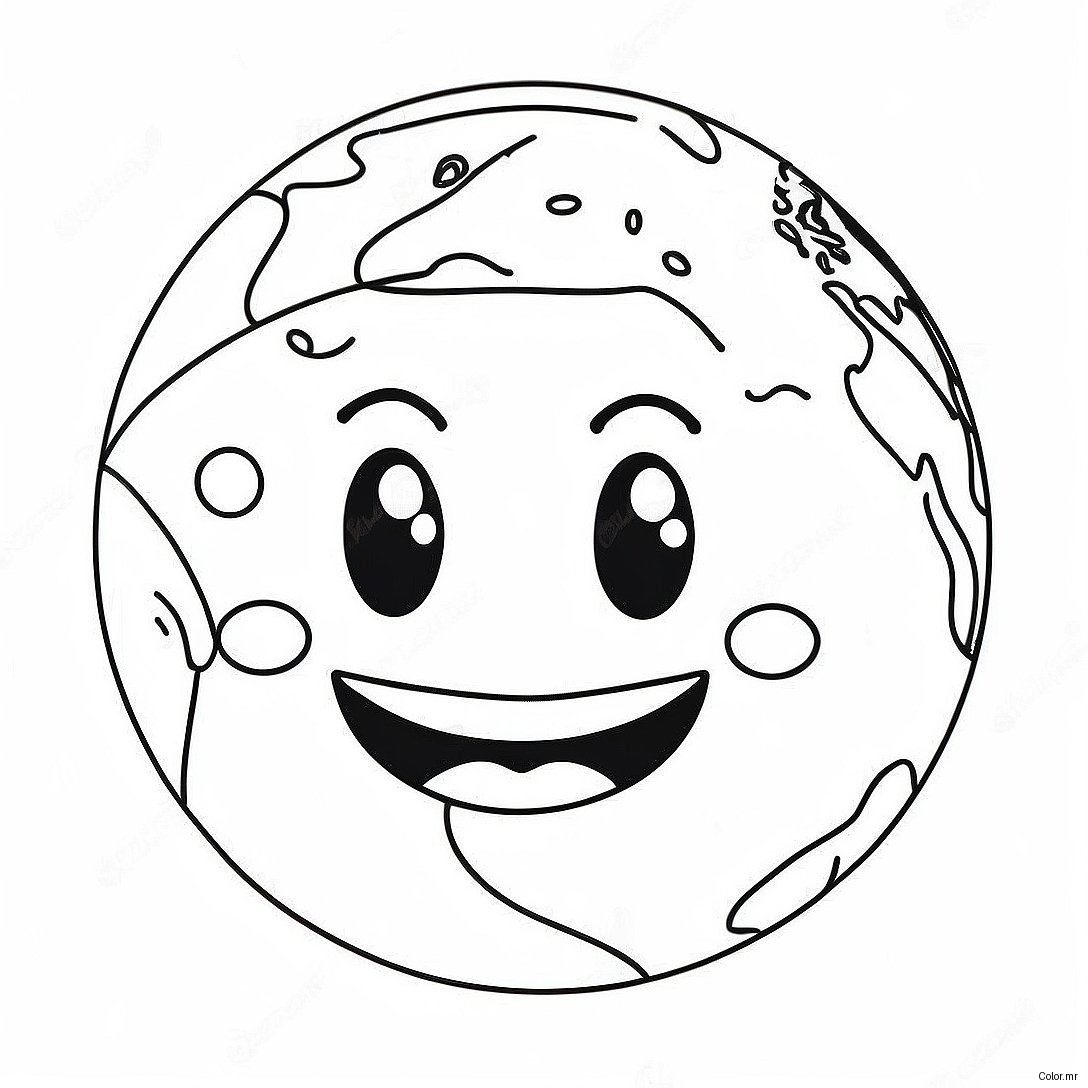 Cute Earth With Happy Faces Coloring Page 3680 2990