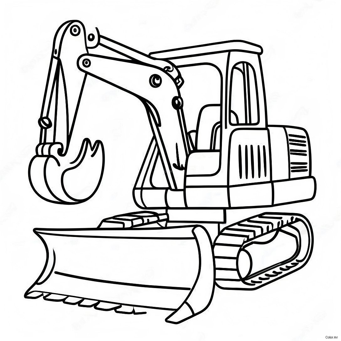 Cute Excavator With A Big Smile Coloring Page 5213 4182