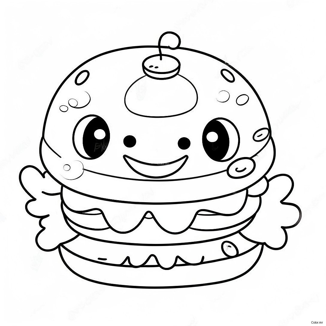 Cute Krabby Patty With Smiling Face Coloring Page 31399 28113