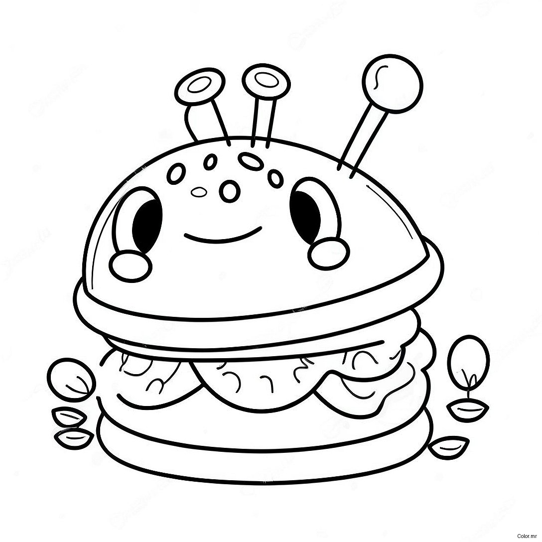 Cute Krabby Patty With Smiling Face Coloring Page 31399 28114