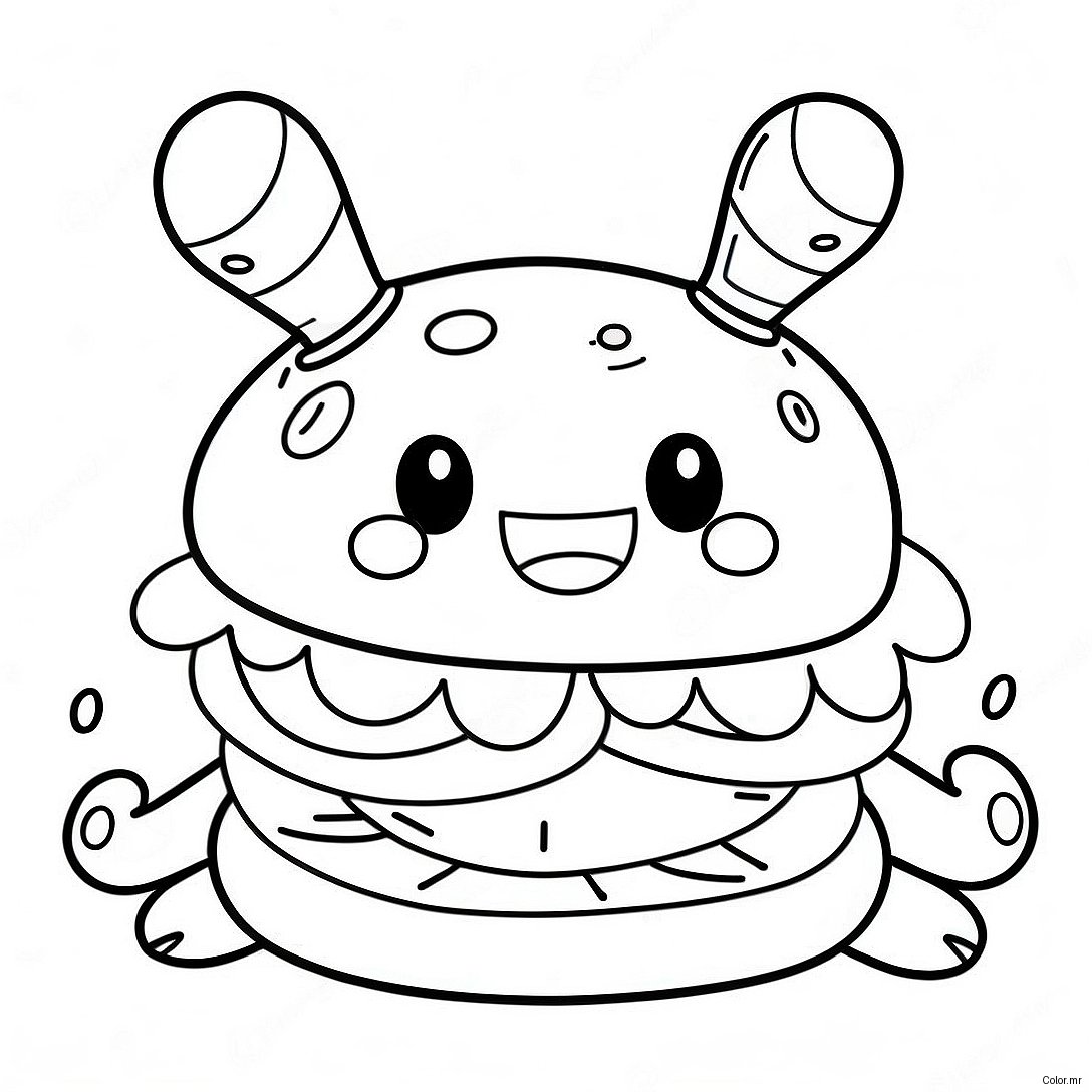 Cute Krabby Patty With Smiling Face Coloring Page 31399 28115