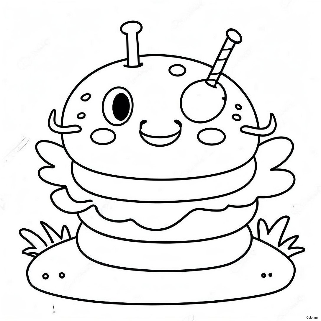 Cute Krabby Patty With Smiling Face Coloring Page 31399 28116