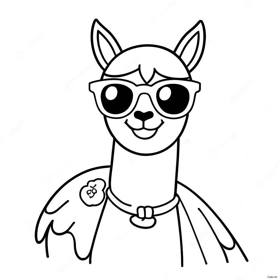 Cute Llama Llama With Sunglasses Coloring Page 10988 9007