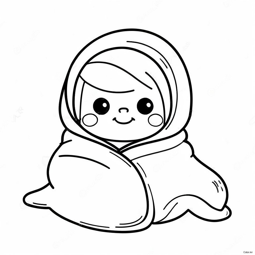 Cute Newborn Baby In Blanket Coloring Page 25156 23018