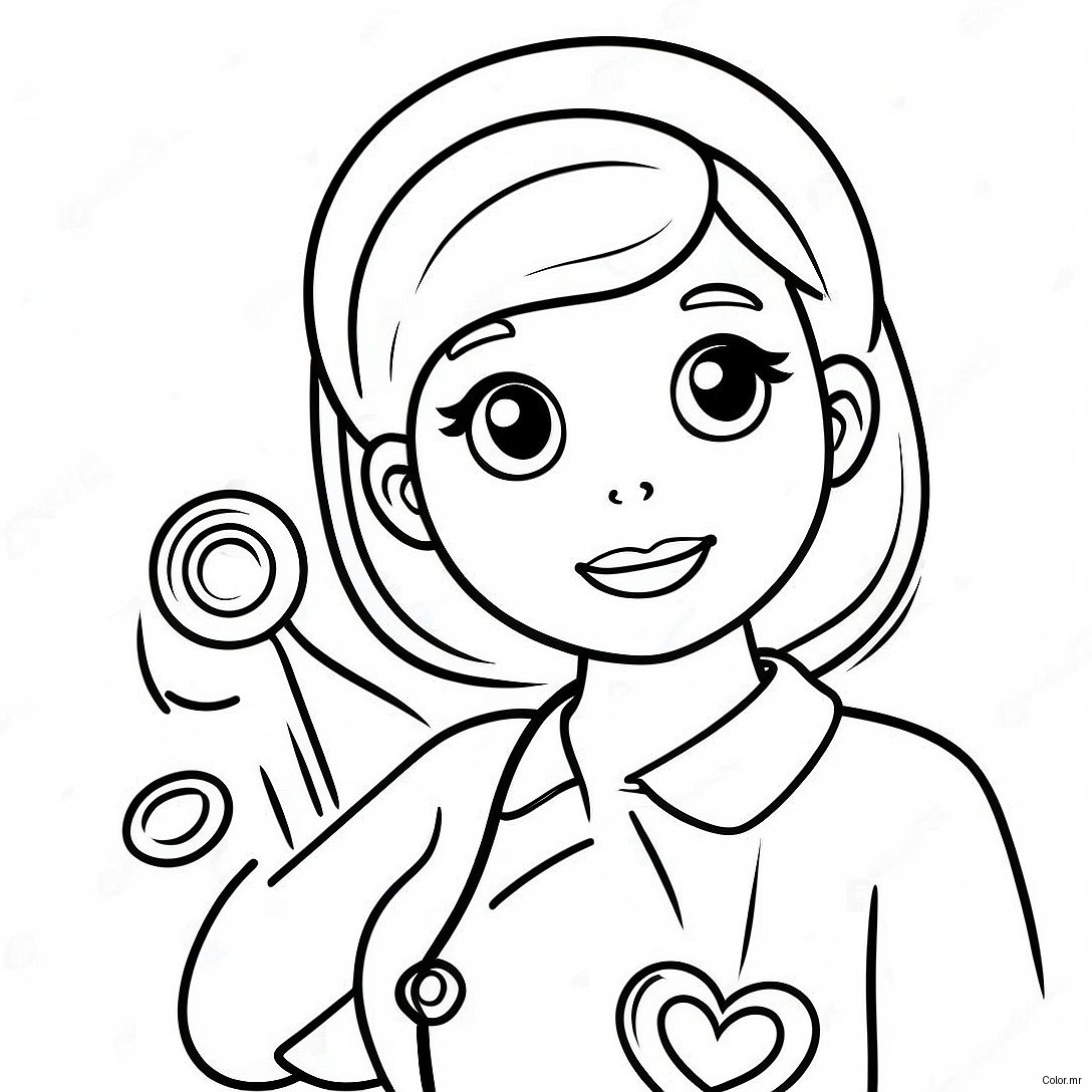 Cute Nurse With Stethoscope Coloring Page 8246 6685