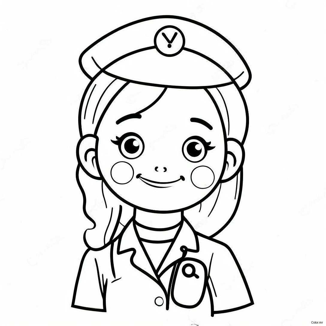 Cute Nurse With Stethoscope Coloring Page 8246 6687