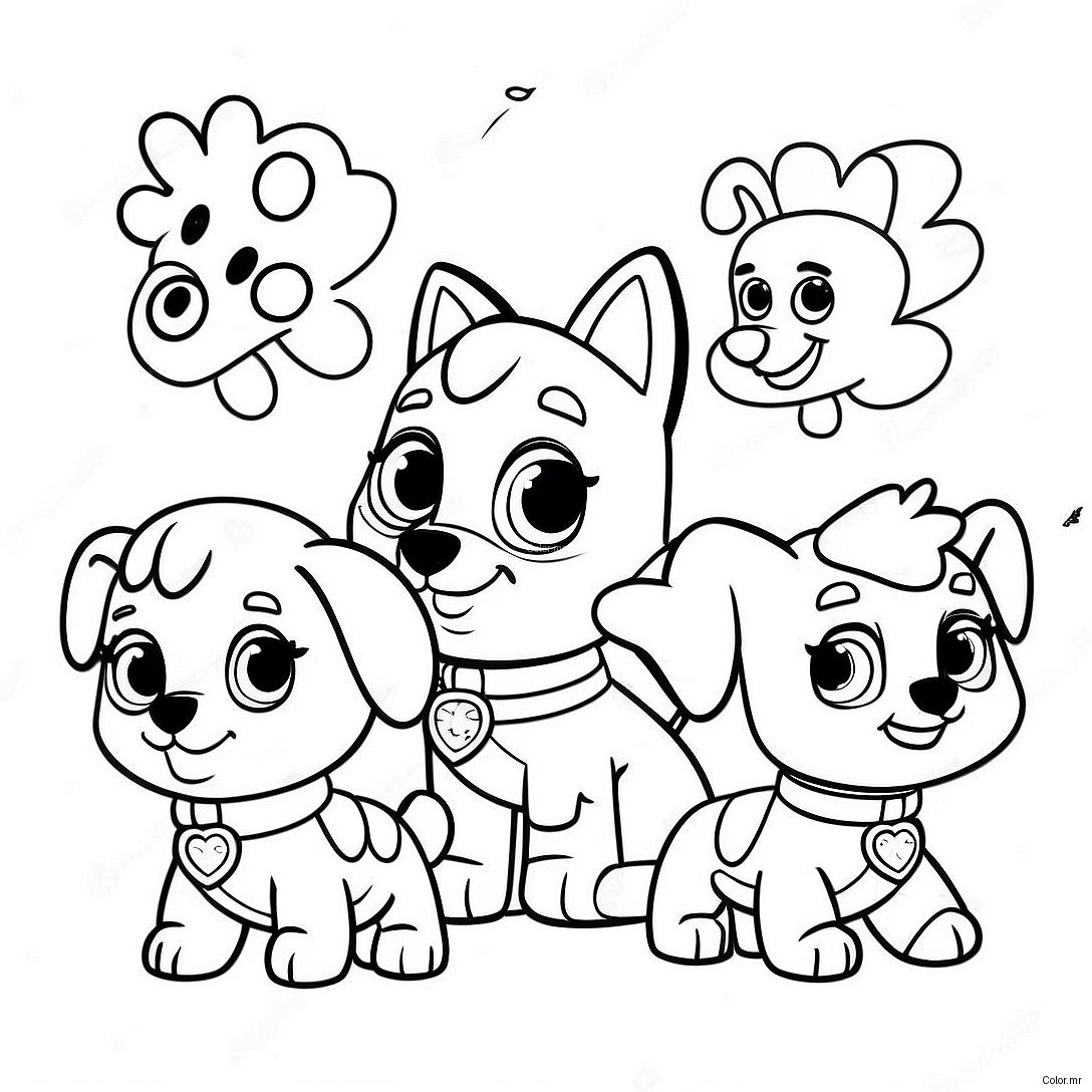 Cute Paw Patrol Pups With Hearts Coloring Page 23054 21184