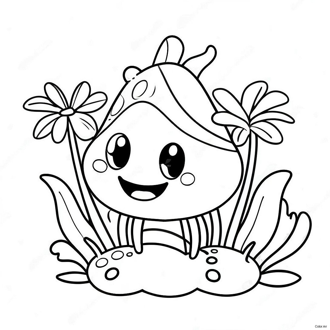 Cute Piranha Plant With Smiling Face Coloring Page 23284 21365
