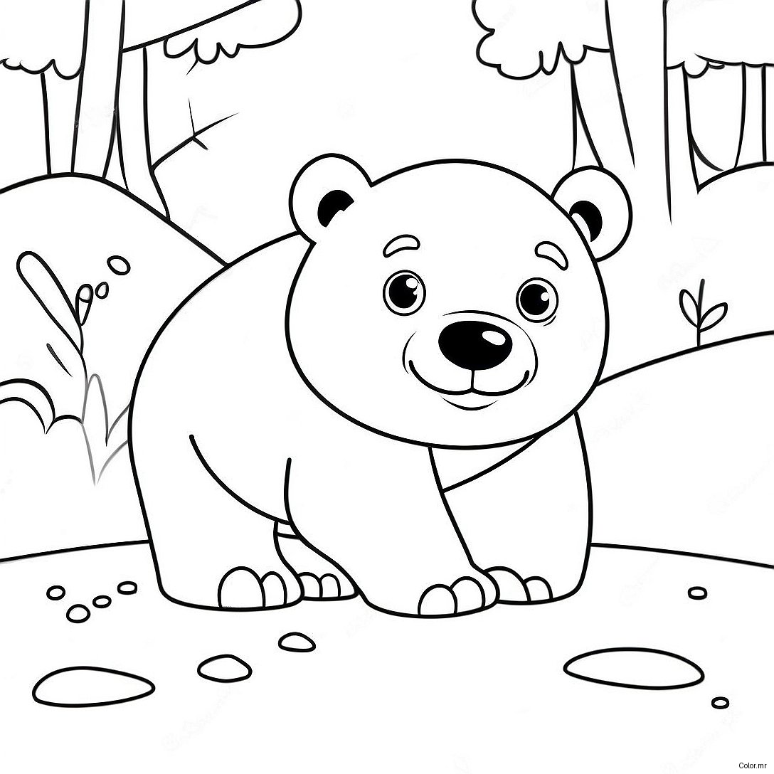 Cute Polar Bear Playing In Snow Coloring Page 23594 21613