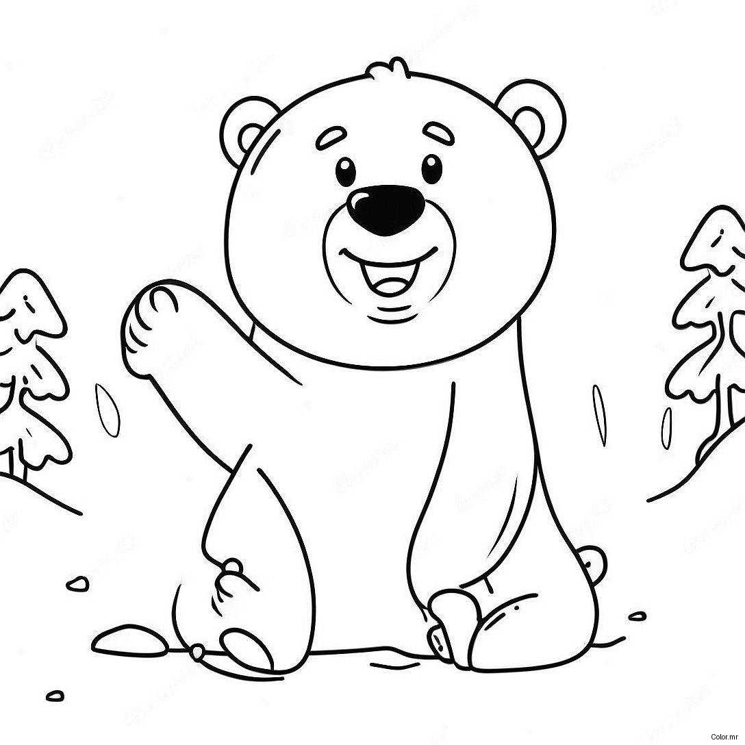 Cute Polar Bear Playing In Snow Coloring Page 23594 21614