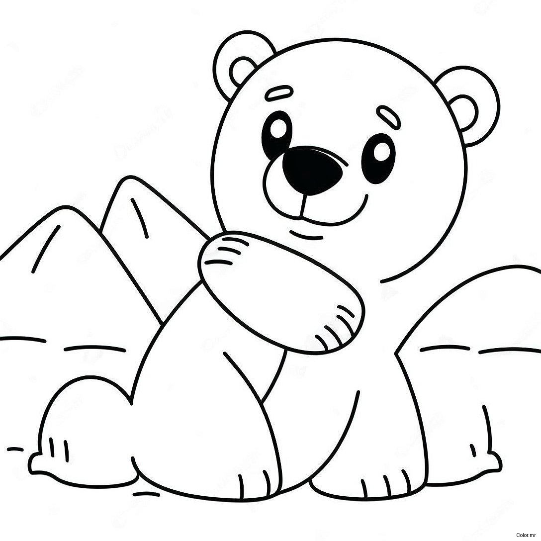 Cute Polar Bear Playing In Snow Coloring Page 23594 21615