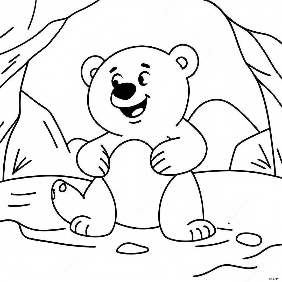 Cute Polar Bear Playing In Snow Coloring Page 23594 21785