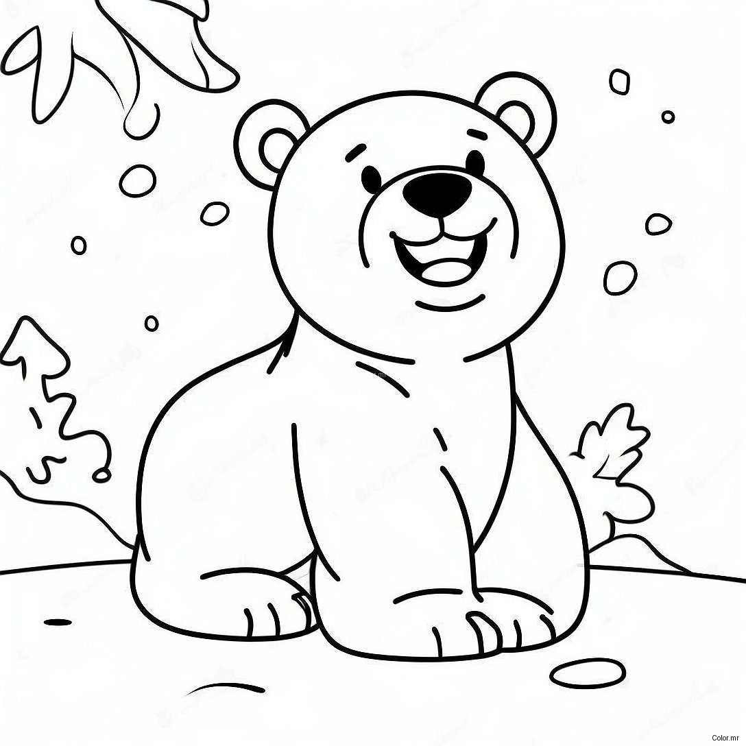 Cute Polar Bear Playing In Snow Coloring Page 23594 21787
