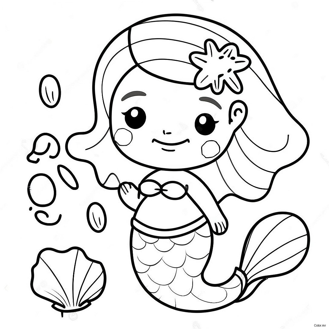 Cute Pregnant Mermaid With Shells Coloring Page 62218 51545