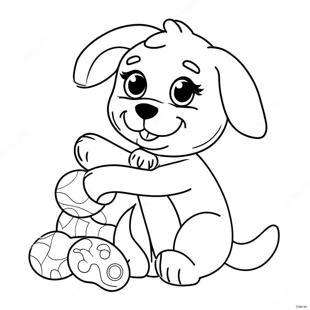 Cute Puppy Barbie Dog Playing With Toys Coloring Page 27995 25429