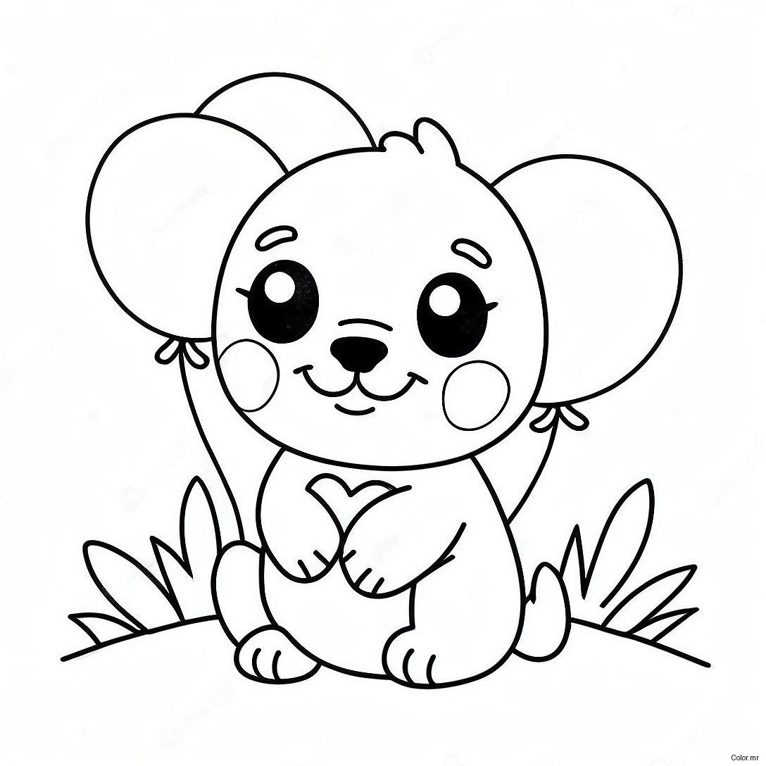 Cute Puppy With Heart Balloons Coloring Page 13348 11083