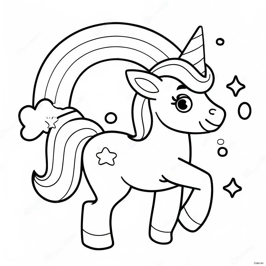 Cute Rainbocorn With Sparkly Horn Coloring Page 44553 37037