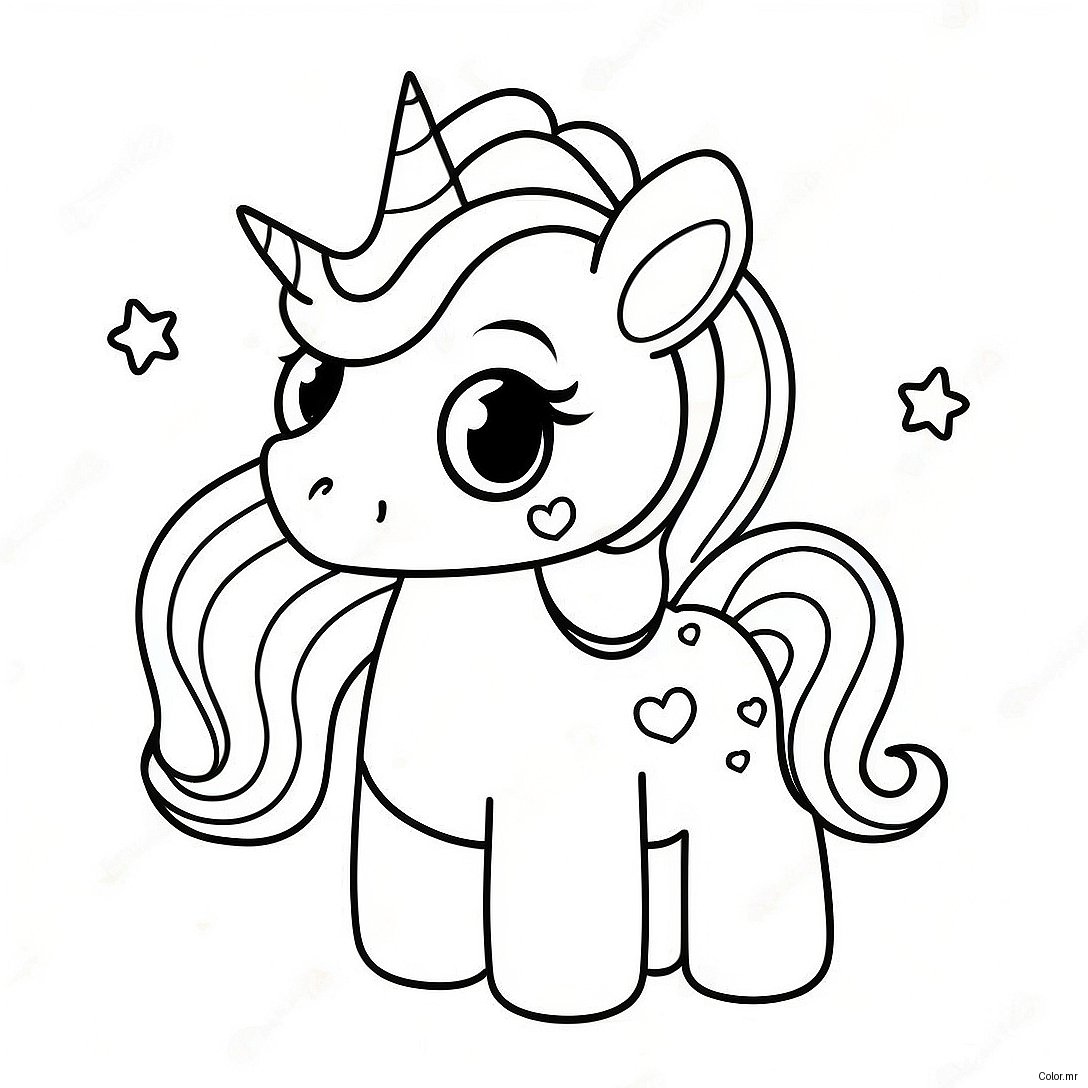 Cute Rainbocorn With Sparkly Horn Coloring Page 44553 37038