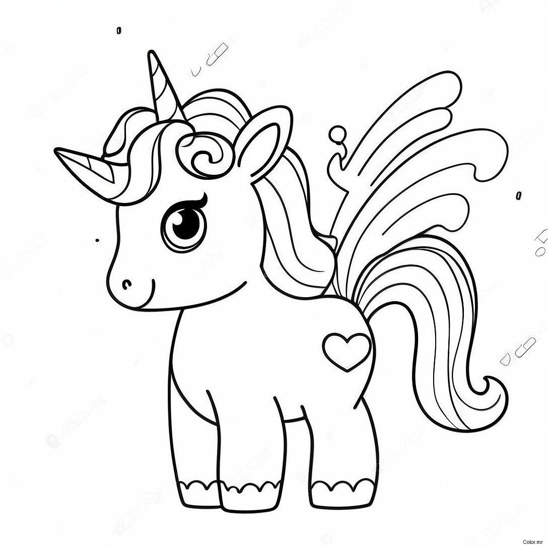 Cute Rainbocorn With Sparkly Horn Coloring Page 44553 37039