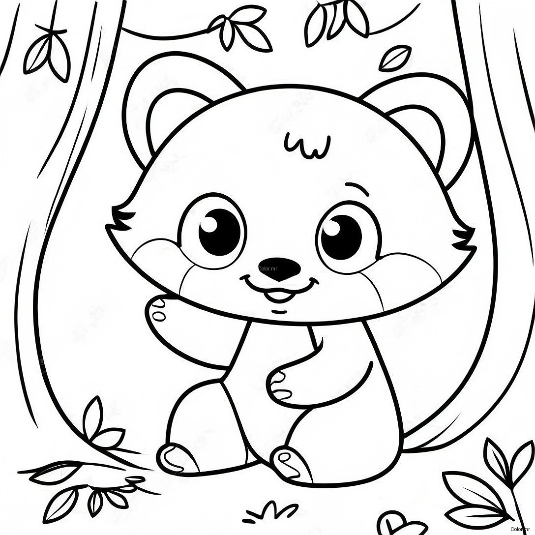 Cute Red Panda Playing In Trees Coloring Page 3700 3007