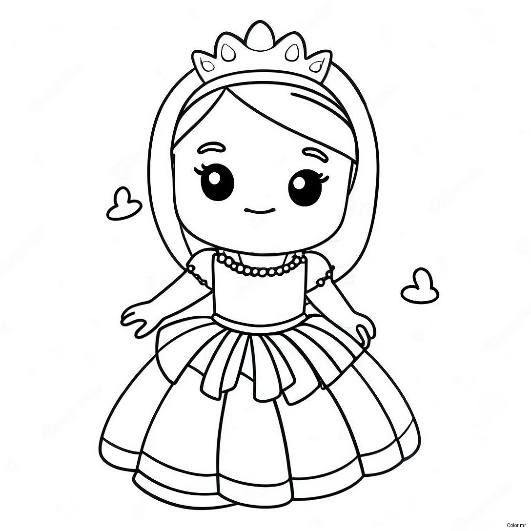 Cute Roblox Princess In Sparkling Dress Coloring Page 54922 45708