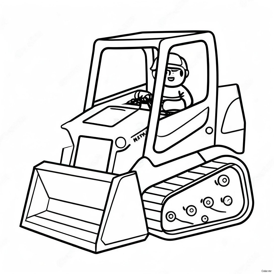 Cute Skid Steer With Cartoon Face Coloring Page 7105 5783
