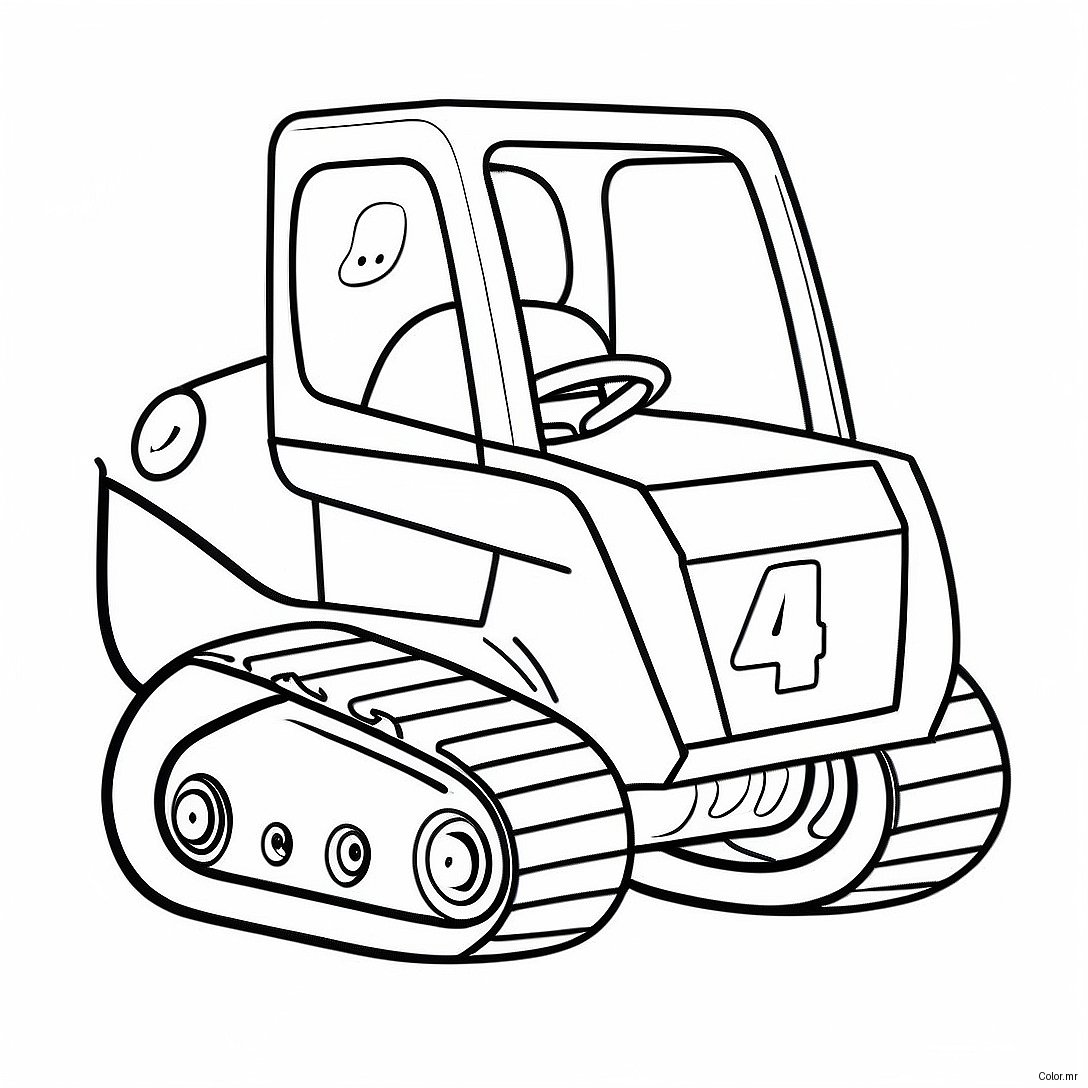 Cute Skid Steer With Cartoon Face Coloring Page 7105 5784